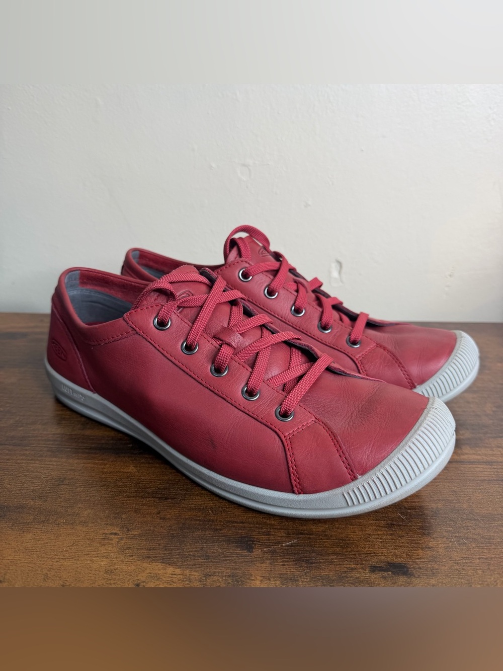 KEEN Women's Lorelai Sneakers Red Leather Shoes